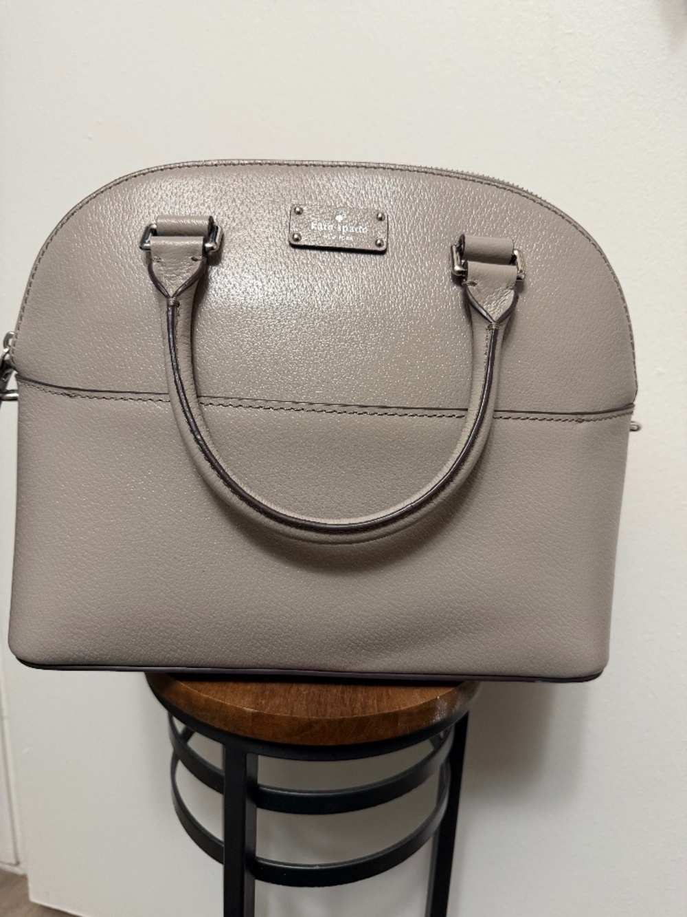 Kate Spade Grove Street Carli Leather Satchel in Taupe/Grey